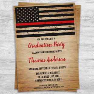 Firefighter Graduation Fire Academy Thin Red Line Invitation