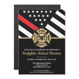 Firefighter Graduation Red Line Flag Fireman Magnetic Invitation