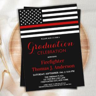 Firefighter Graduation Thin Red Line Fireman  Invitation