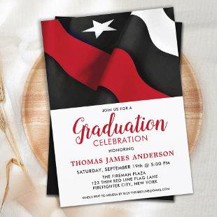 Firefighter Graduation Thin Red Line Fireman Party Invitation