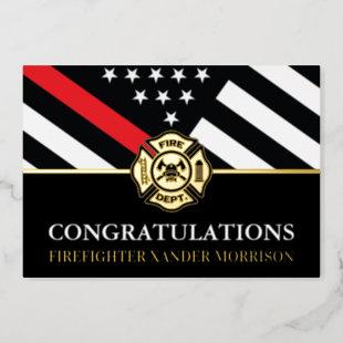 Firefighter Red Line Fire Academy Graduation Card