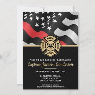 Firefighter Retirement Fireman Red Line Flag Invitation