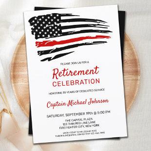 Firefighter Retirement Party Thin Red Line Invitation
