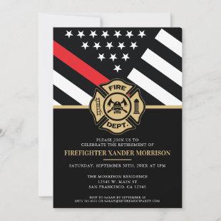 Firefighter Retirement Red Line Flag Congrats Invitation