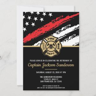 Firefighter Retirement Red Line Flag Fireman Invitation