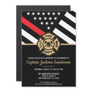 Firefighter Retirement Red Line Flag Fireman Magnetic Invitation