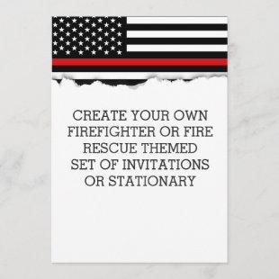 Firefighter Themed Flag Custom Invitations or Stat