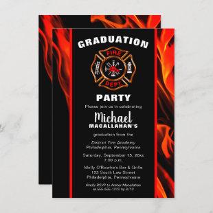 Fireman Fire Badge Firefighter Graduation Party Invitation