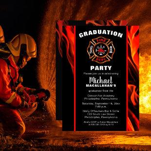 Fireman Fire Badge Firefighter Graduation Party Invitation