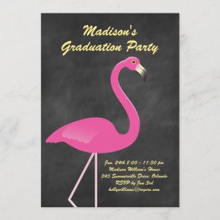 Flamingo Graduation Party - Chalkboard Invitation