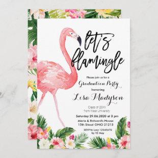 Flamingo Graduation Party Invite card