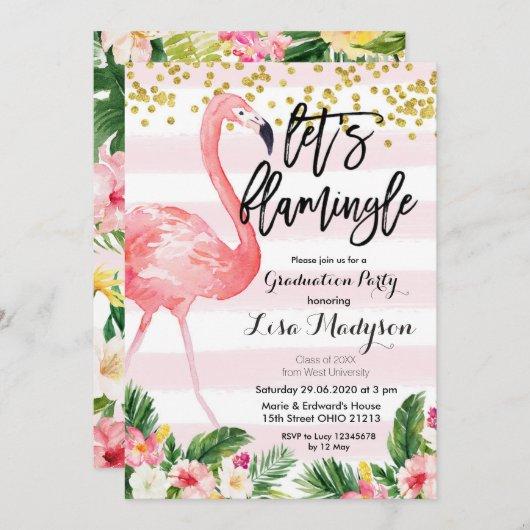 Flamingo Graduation Party Invite card Flamingle