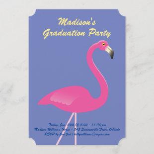Flamingo Graduation Party - Purple Invitation
