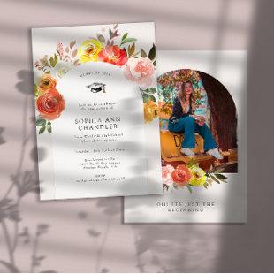 Floral Bloom Arch Photo Graduation with Quote  Invitation