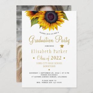 Floral elegant PHOTO chic graduation party Invitat Invitation