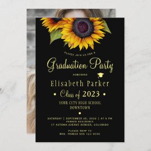 Floral elegant PHOTO chic graduation party Invitation