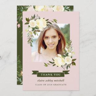 Floral Frame | Photo Graduation Thank You Invitation