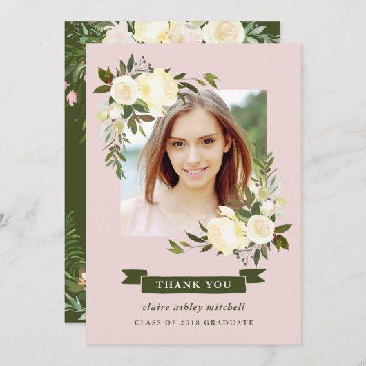 Floral Frame | Photo Graduation Thank You Invitation