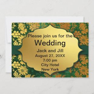 Floral Gold And Green Invitation