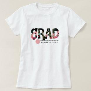 Floral Pattern Text Custom Graduation T-Shirt