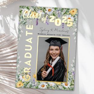 Floral Photo Graduate Foil Announcement Card