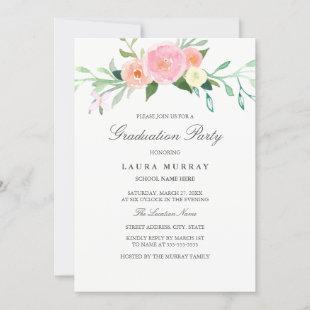 Floral Pink Wildflower Graduation Party Invitation