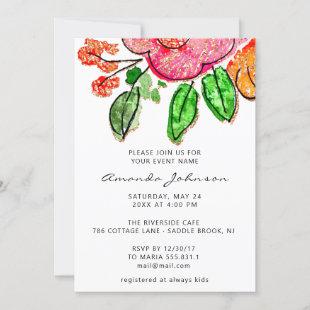 Floral  Rose  Bridal Shower Sweet 16th  Invitation