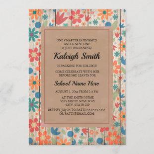 Floral Rustic Wood College Trunk Party Invitation