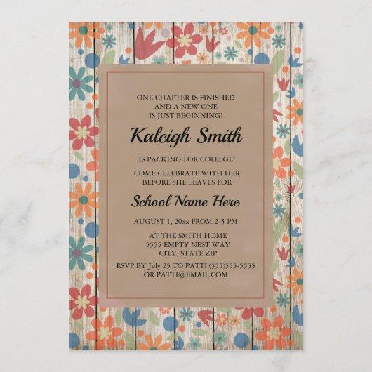 Floral Rustic Wood College Trunk Party Invitation