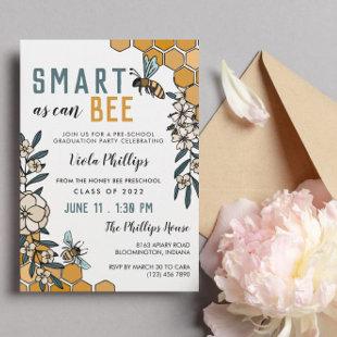 Floral Smart As Can Bee Preschool Graduation Invitation