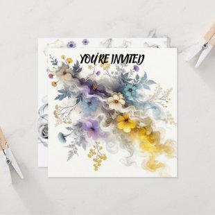 Floral Smokiness: Delicate Beauty in Vibrant Hues Invitation