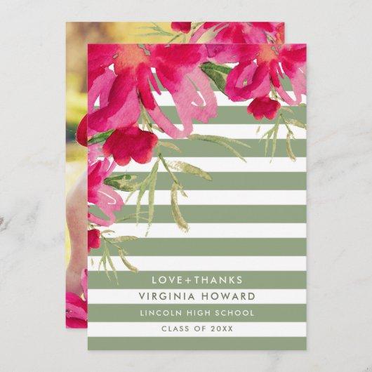 Floral Watercolor Graduation Thank You Photo Card