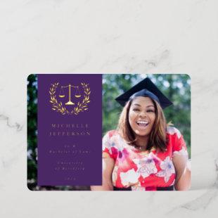 Foil + Purple Law School Graduation Announcement