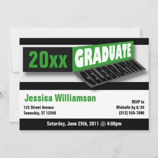 Folding Banner Green Graduate Party Invitations