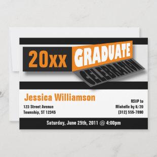 Folding Banner Orange Graduate Party Invitations
