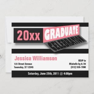 Folding Banner Pink Graduate Party Invitations