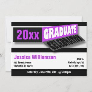 Folding Banner Purple Graduate Party Invitations