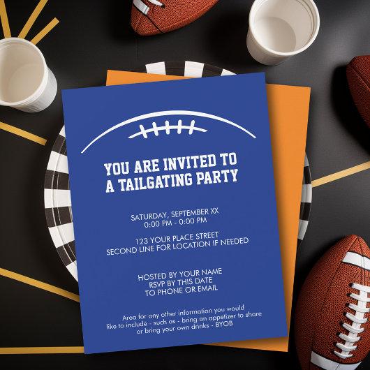 Football Tailgating Party - blue orange Invitation