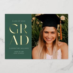 Forest Green Pressed Foil Grad Block Graduation Foil Invitation