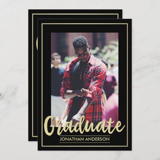 Formal Black & Gold Graduate Party | Custom Photo Invitation