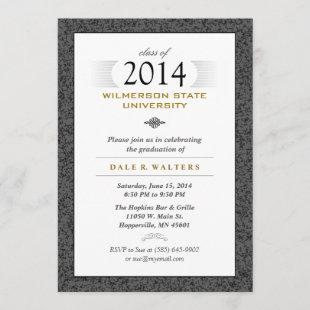 Formal Black Gray & Gold Graduation Invitation