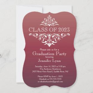 Formal Burgundy Elegant Flourish Graduation Party Invitation