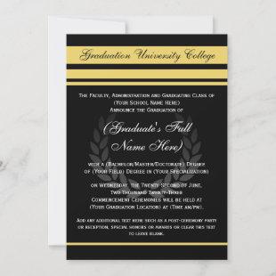 Formal College Graduation Announcements ~ Black