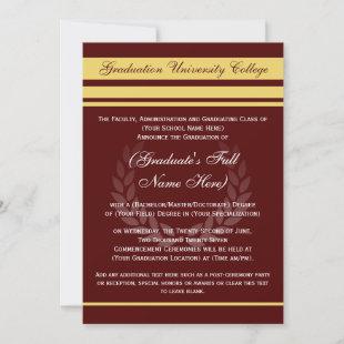 Formal College Graduation Announcements ~ Maroon