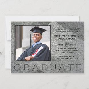 Formal Engraved Stone Photo Graduation Announcement
