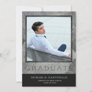 Formal Engraved Stone Two Photo Graduation Announcement