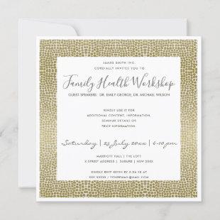 FORMAL FAUX GOLD WHITE MOSAIC DOTS WORKSHOP EVENT INVITATION