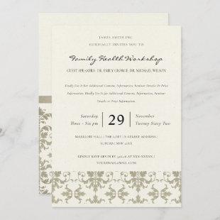 FORMAL FAUX SILVER DAMASK CLASSIC WORKSHOP EVENT INVITATION