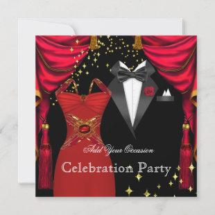 Formal Party Elegant Tuxedo Red Dress Event 2 Invitation
