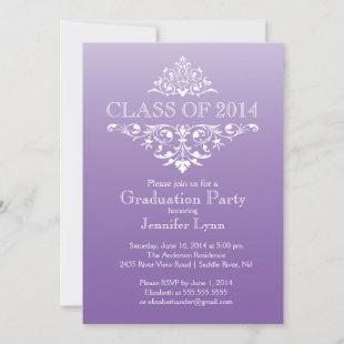 Formal Purple Elegant Flourish Graduation Party Invitation